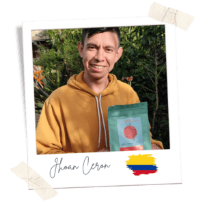 Boer Colombia koffie Jhoan Ceron met zakje Nordkapp Coffee